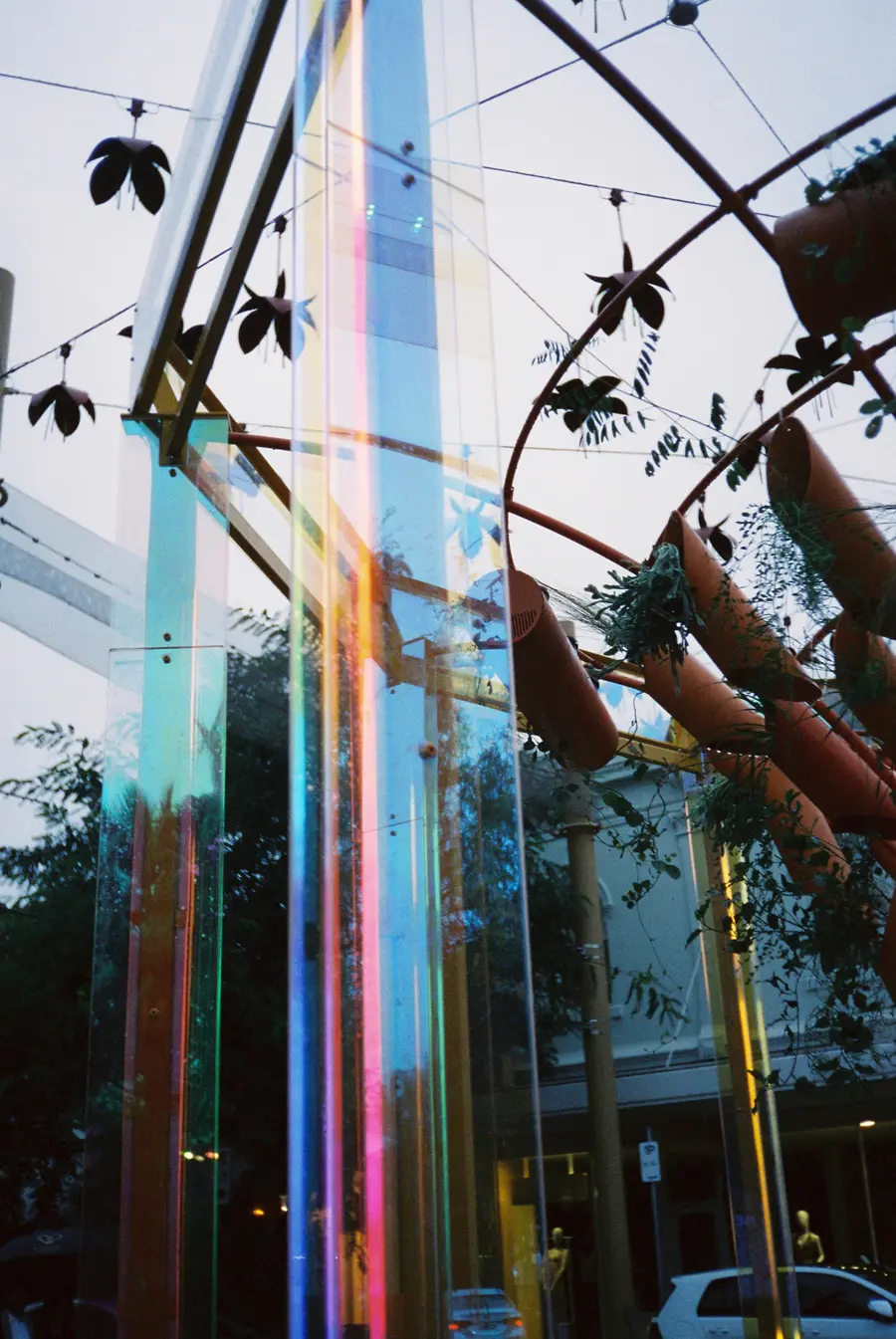35mm photo: looking up through the acrylic frame